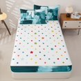 thumbnail image 4 of Homewish Teal Watercolor Gradient Zipper Queen Comforter Set with Fitted Sheet and 2 Pillowcases,Retro Geometric Art Zipper Bedding Set,Polkadot Reversible,4pcs, 4 of 8