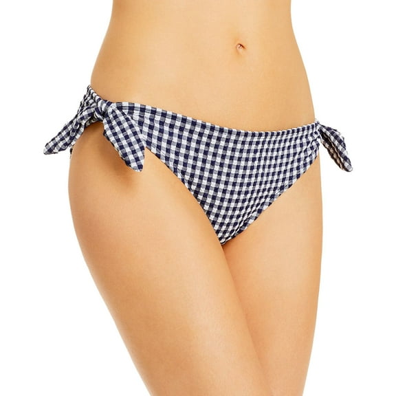 Shoshanna Gingham Tie Bikini Bottom, Navy, Small