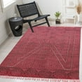 thumbnail image 2 of Casavani Red Cotton Hand Block Printed Dhurrie Square Living Room Carpet Outdoor Rug 6x6 feet, 2 of 7