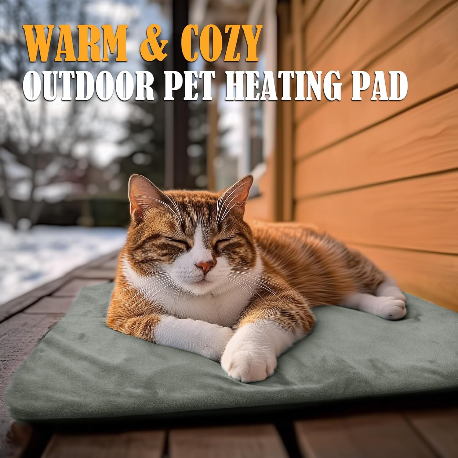 Outdoor Heating Pad for Cats, Pet Heating Pad for Outdoor Cat House,Safe Electric Cat Warming Pad,Waterproof Heated Cat House for Outside Feral Cat Animal,Outdoor Heat Cat Dog Bed Mat, 20"X16"