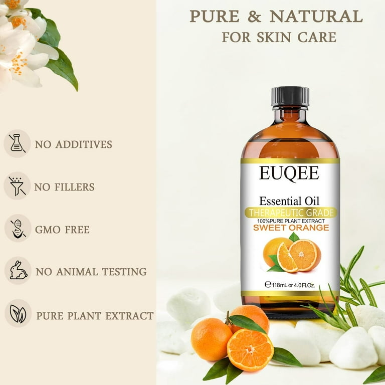 1pc EUQEE Sweet Orange Essential Oils 118ML/4.0Fl.Oz, Premium Quality  Essential Oils Diffuser, Candle Making, Lipgloss Making