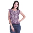 thumbnail image 1 of Moomaya Hauts pour Femmes Travail Décontracté Imprimé Col Rond à Volants Crop Top Décontracté, 1 of 4