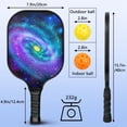 thumbnail image 4 of Pickleball Paddles Set Of 2, Fiberglass Surface, Galaxy Print, 4 Balls & Bag, 4 of 5