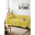 thumbnail image 3 of Yellow Morocco Couch Cover for 2 Cushion Couch, Bohemia Nation Abstract Geometric Motifs Washable Love Seat Sofa Covers Slipcover, Throw Sofa Covers for Pets, Furniture Protector 71"x102", 3 of 9