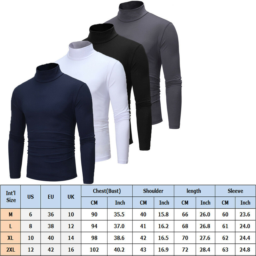 Fashion Mens Roll Turtle Neck Pullover Knitted Jumper Tops Sweater Black Size XL - image 2 of 4