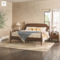 Walker Edison Vivienne Easy Assembly 3-Piece Solid Wood Bedroom Set with King Bed Frame and Two 2-Drawer Nightstands - Dark Brown