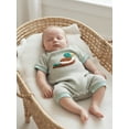 thumbnail image 3 of BemeyourBBs Infant Baby Boy Mallard Duck Outfits Newborn Summer Romper Crew Neck Short Sleeve Waffle Knit Embroidery Striped Jumpsuit One Piece Clothes, 3 of 9