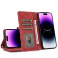 thumbnail image 4 of Feishell Crossbody Wallet Case for iPhone 14 Pro 6.1 inch,for Women Men,Retro PU Leather Magnetic Button Flip Stand Credit Card Holder Phone Case with Adjustable Shoulder Strap,Red, 4 of 16