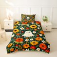 thumbnail image 2 of Homewish Autumn Cottage Halloween Ghost Twin Duvet Cover,Sunflower Mixed Floral Pattern Twin Bedding,Forest Green Orange,Halloween Reversible,2-Piece,1 Duvet Cover and 1 Pillowcase, 2 of 6