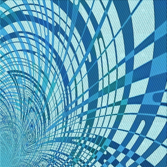 Ahgly Company Machine Washable Indoor Square Transitional Blue Area Rugs, 8' Square