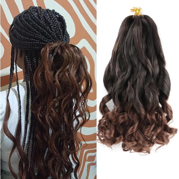 shiyou-French Curly Braiding Hair 18 Inch 5 Packs French Curl Braids Pre Stretched Bouncy Braids Loose Wavy Braid Synthetic Hair Extensions For Women (T33, 18inch)