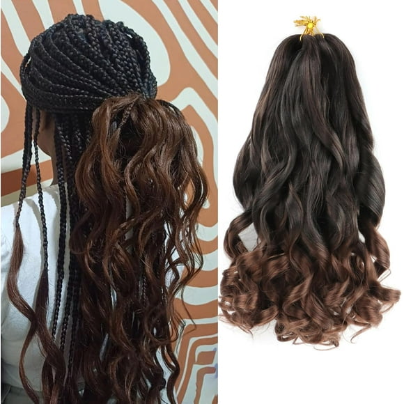 shiyou-French Curly Braiding Hair 18 Inch 5 Packs French Curl Braids Pre Stretched Bouncy Braids Loose Wavy Braid Synthetic Hair Extensions For Women (T33, 18inch)