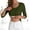 Army Green, variant on SCSAlgin Women Seamless Built-in Bra 3/4 Sleeve Shirts U Neck Knit T-Shirts Basic Tops Summer Outfits
