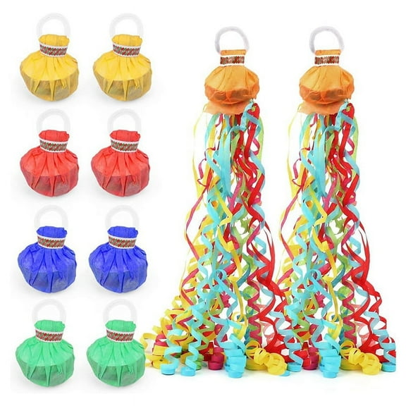 10Pack Colorful Streamer Poppers,No Mess Multi-Color Paper Crackers,Hand Throw Confetti Streamers for Birthday,Wedding