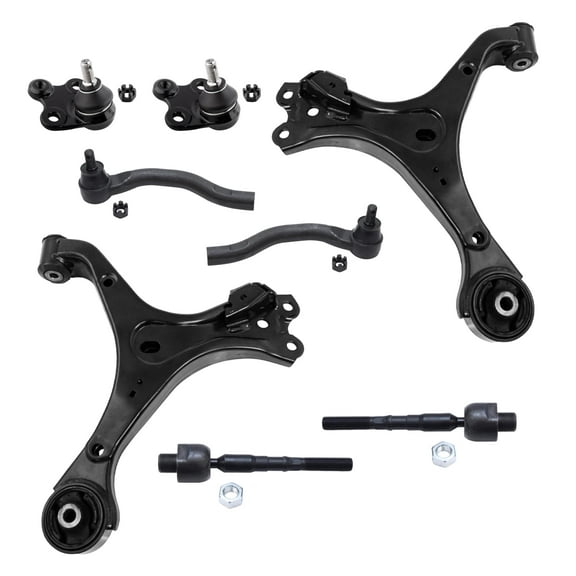 PartsW - 8 Pc Front Lower Control Arms, Lower B Joints, Inner & Outer Tie Rod Ends, Suspension Kit Fits Acura ILX 2013-2015/Honda Civic 2012/Honda Civic 2013