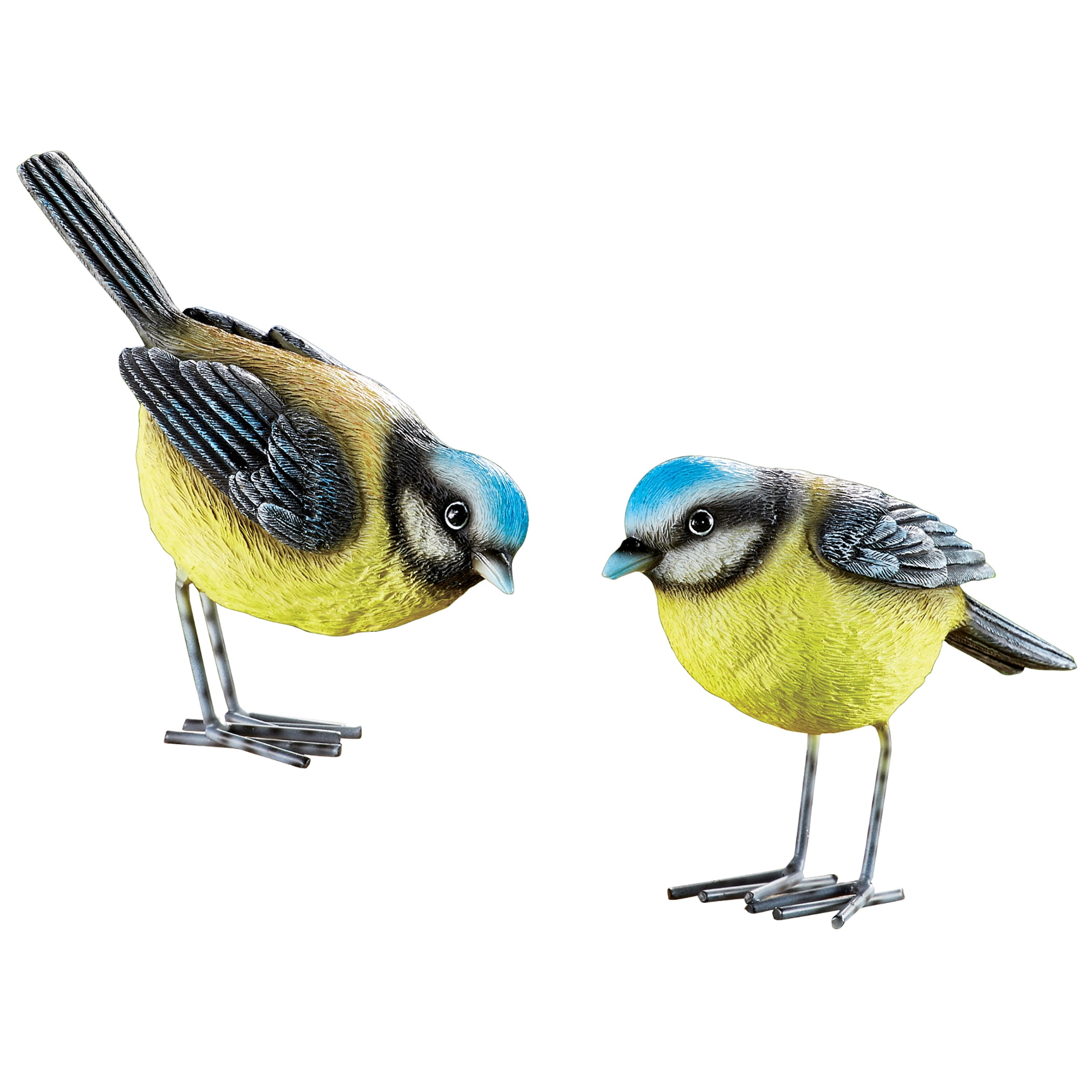 HandPainted Blue Tit Garden Bird Lawn Ornaments Set of 2 Realistic