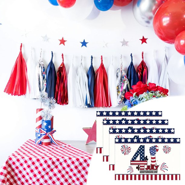 Mantel Individual Del Día de La Independencia, Decoración para El Hogar y La Cocina con Tapetes para Comer