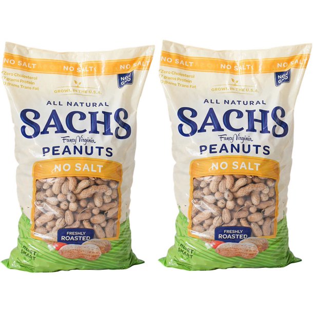 2 PACK Sachs InShell Fancy Virginia Peanuts, Unsalted, 80 oz