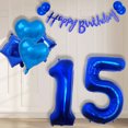thumbnail image 4 of Navy Blue 15th Birthday Decoration Set Happy Birthday Banner Balloons 15 Years Old Birthday Party Supplies Helium Balloons Number 15 Balloons Latex Balloon Foil Balloon, 15th Birthday Party Balloons, 4 of 5