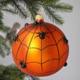 thumbnail image 3 of 4.25In Pumpkin With Spiders, Glass, Halloween Ball Ornament Webs 2020231 Orange, 3 of 3
