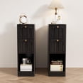 thumbnail image 5 of GODPAW Narrow Nightstand Set of 2, Mid Century Black Wood Slim Bedside Table, 5 of 9