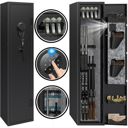Gun Safe Rifle Safe 3-5 Gun Safes for Home Rifle and Pistols Gun Safes for Rifles and Shotguns Gun Cabinet with Fingerprint/Digital Keypad/Removable Shelf for Rifles Shotguns
