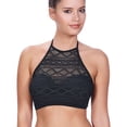 thumbnail image 2 of Freya Sundance Crochet Padded Underwire High-Neck Crop Top Bikini (3973),34FF,Black, 2 of 4