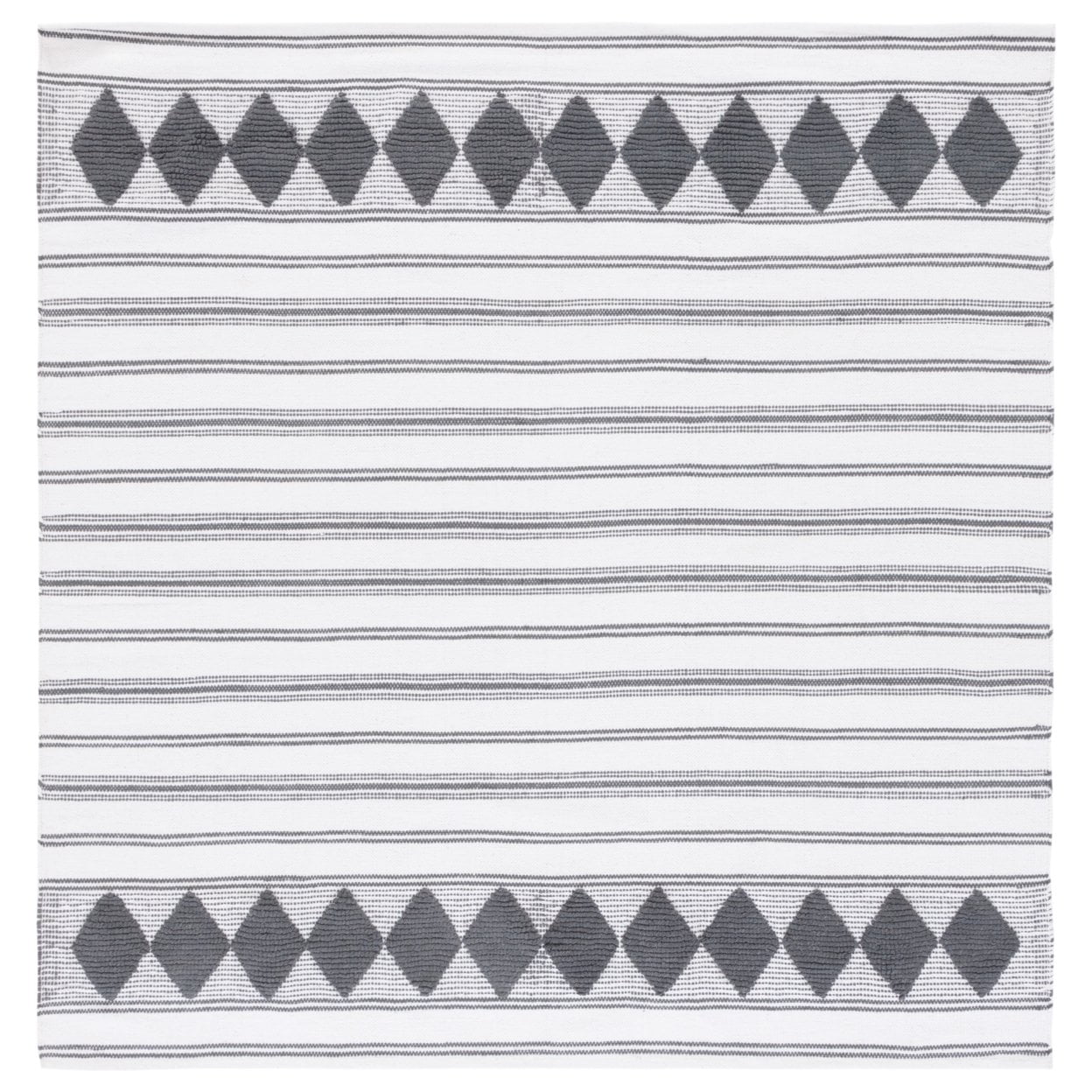 SAFAVIEH Montauk Foliage Striped Cotton Area Rug, Dark Grey/Ivory, 6' x 9'