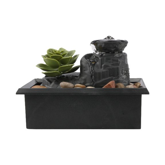 Fuente de agua, adorno de mesa, decoración Fengshui para aliviar el estrés, fuente de agua de jardín , fuente de cascada de mesa 002