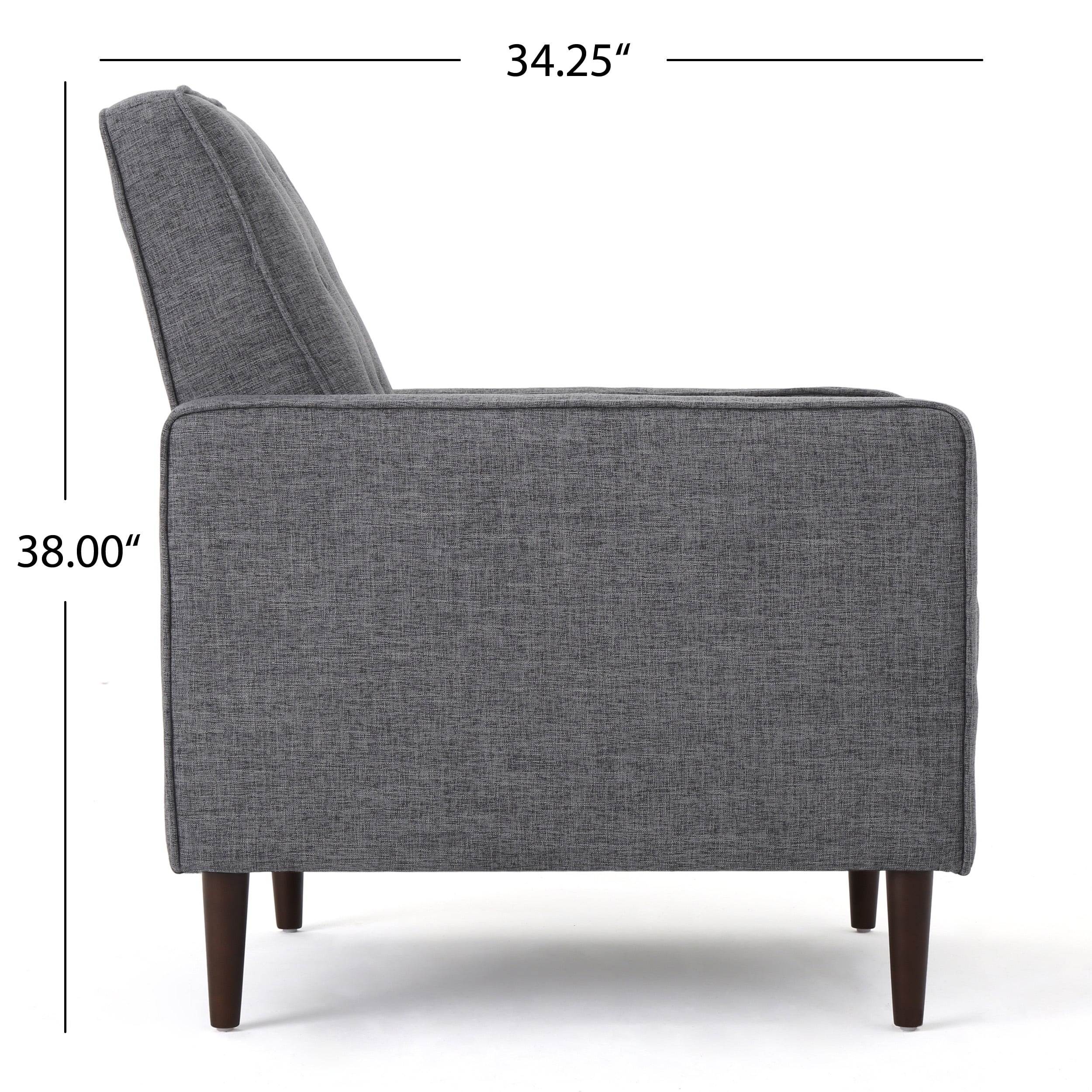 Noble House Logan Indoor Mid Century Modern Grey Fabric Recliner