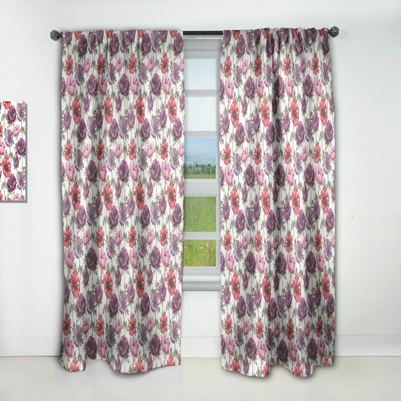 Designart 'Abstract Colorful Floral Pattern' Floral Curtain Panel