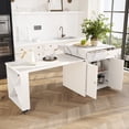 thumbnail image 2 of Noble House Modern Imitation Marble Counter Height Table,Extendable Kitchen Island Cart,White, 2 of 10