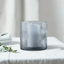 Better Homes & Gardens Blue Glass Ribbed Hurricane Candle Holder, 5", Medium, Living Room