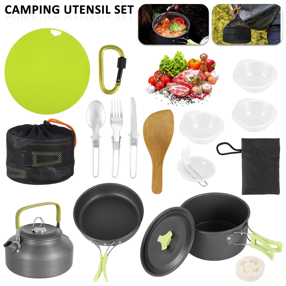 Camping Cookware Stove Kit Backpack Picnic Hiking Outdoor Cooking Copper Pan Set 