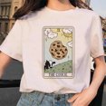 thumbnail image 3 of Camiseta estampada de manga corta para mujer, camisa con estampado de Tarot, flor de tarjeta, tiempo divertido, moda de dibujos animados, patrón superior, Verano, 3 of 5