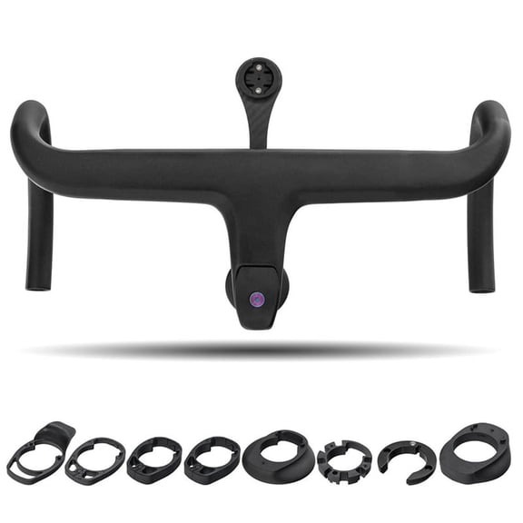 Integrated Carbon Road Handlebar for Bicycle Steering Wheel(440X120MM),1 x Bicycle handlebars 8 x washer 1 x Code holder,black