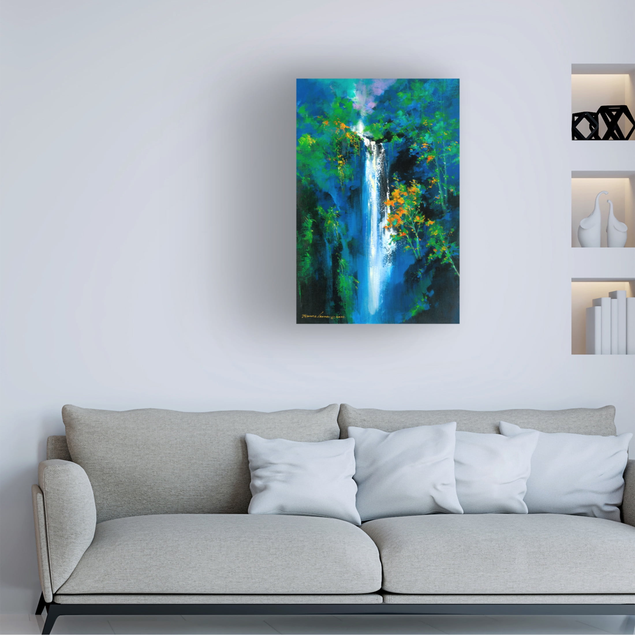 Canvas Wall Art - Thomas Leung 'Little Falls in Paradise' Wall Art for Living Room, Bedroom, or Office Décor by Trademark Fine Art - 16 x 24 Inches