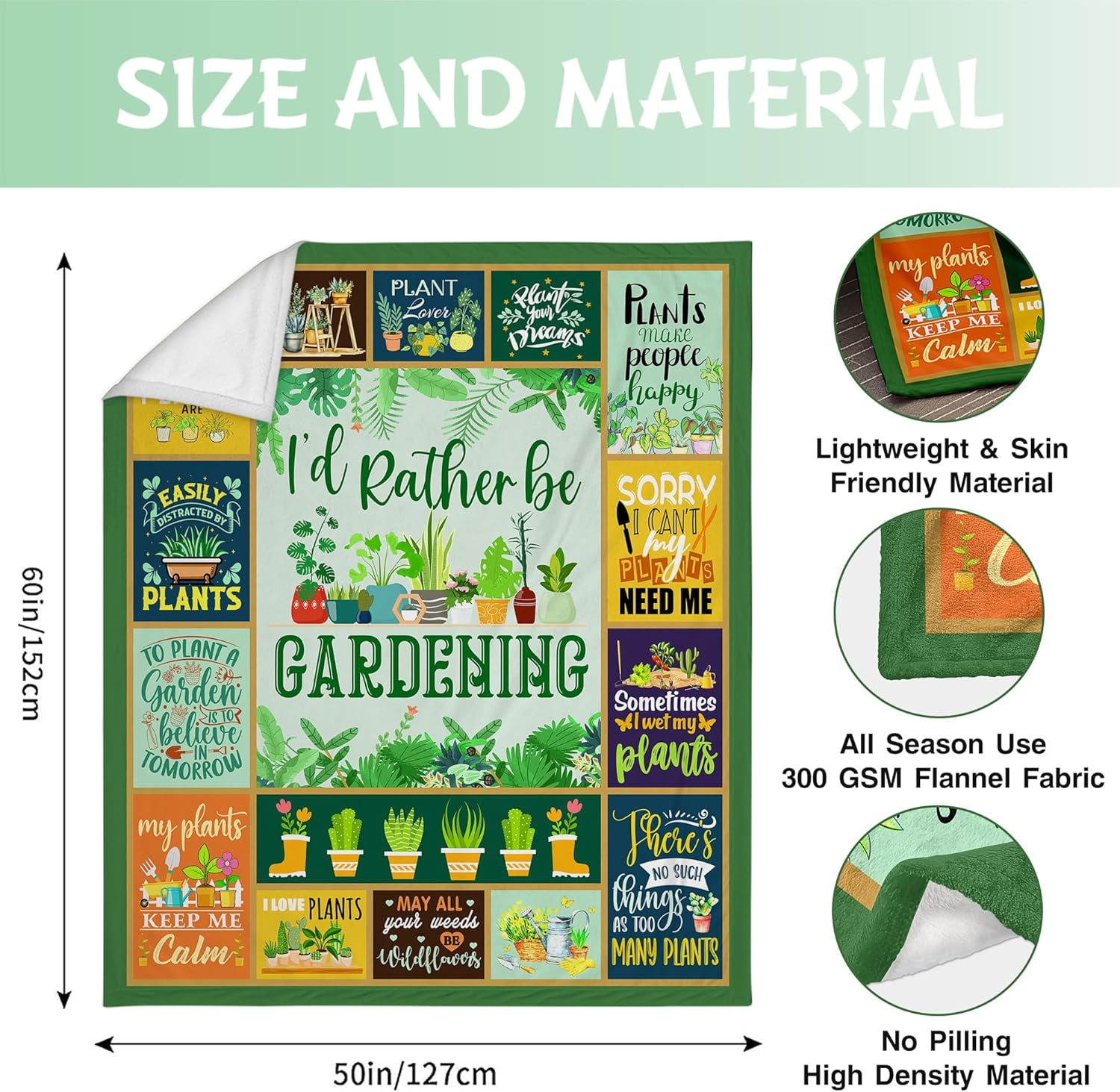 Gardening Gifts for Women, Plant Gifts, Gifts for Plant Lovers, Gifts for Gardeners Woman, Plant Gifts for Plant Lovers, Plant Lady Gifts, Garden Gifts for Mom Grandma, Gardening Gifts Blanket
