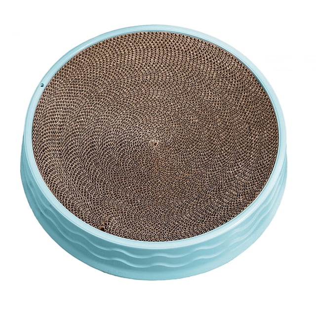 Cama rascador para gatos 2 en 1, tumbona para gatos, cuenco para afilar las garras, grande, redondo, de doble cara. azul