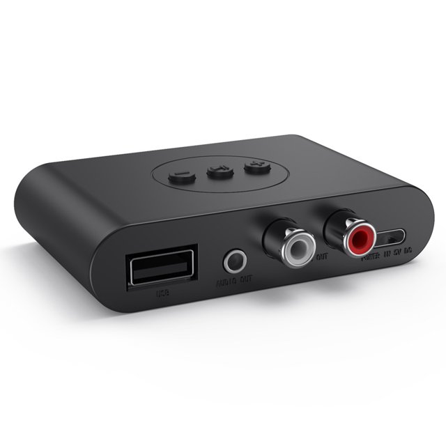 Seitruly Receptor de Audio compatible con Bluetooth para coche, adaptador Interior RCA inalámbrico estéreo, altavoz de disco U para automóvil, sonido Cables de audio/vídeo