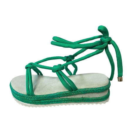

TAIAOJING Women s Slippers Woven Sandals Ankle Solid Color Strap Cross Platform Slipper Zapatillas