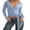 Light Blue, variant on Women's Deep V Neck Tops Long Sleeve Solid Color Slim Fit Wrap Tie Knot T-Shirt Casual Blouse