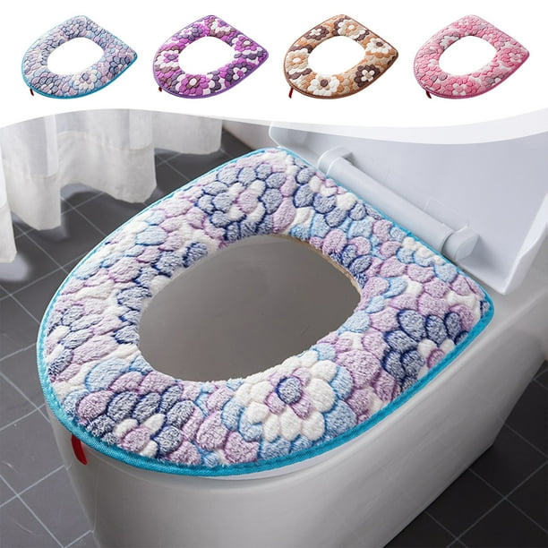 Funda bordada para el asiento del váter con cremallera | Poliéster suave lavable, cómodo y acolchado como, multicolor, encaja en inodoro estándar 43,5x37,5cm | Fácil de instalar, higiénico, duradero