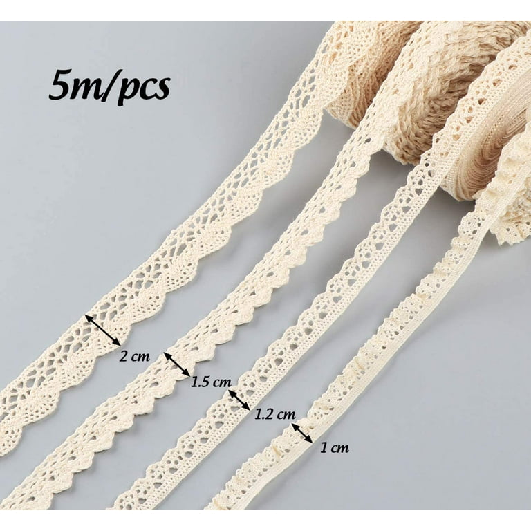 SEWDIYTR Crochet Lace Ribbon Vintage Lace Trim Cotton Sewing Lace for DIY  Craft Christmas Ribbon for Gift Package Wrapping,Scrapbooking Supplies (10