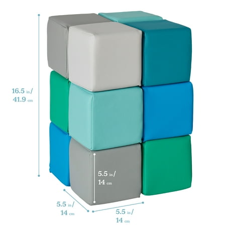 ECR4Kids SoftZone Patchwork Toddler Building Blocks, Contemporary, 12-Piece