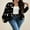 Black, variant on Cuteduck Women Plus Size Printed Fashion Jacket Long Sleeve Lightweight Fall Zip Up Loose Bomber Jacket 1X-4X