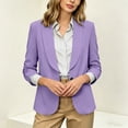 thumbnail image 4 of MaFYtyTPR Women 3/4 Sleeve Blazer Casual Solid Color Lapel Open Front Suit Jacket With Pockets for Business Wear A-Purple M, 4 of 6