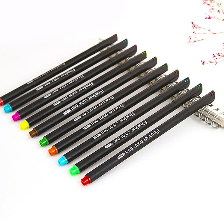 12 Bright Colors Fineliner Color Pen 0.4mm Fine Point Colored Pen Marker Set for Journaling Note Taking Writing Drawing Sketching Coloring Planner