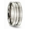 thumbnail image 4 of Titanium/Silver Two-Tone Titanium Brushed With Sterling Silver Inlay 8mm Grooved Band (Size 10) Made In China tb215-10, 4 of 4