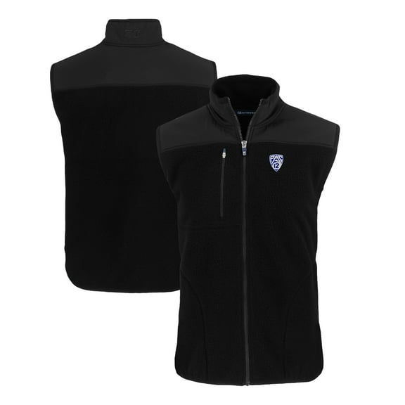Men's Cutter & Buck  Black Pac-12 Gear Helmet Cascade Eco Sherpa Fleece Full-Zip Vest